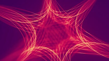 Aufkleber - Geometric abstraction with orange-red light lines on a dark purple background. The lines form a dynamic network, creating an effect of depth and movement. Seamless loop animation. 3d rendering 4K