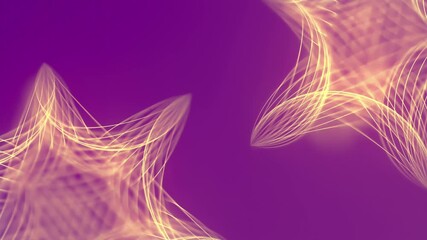 Aufkleber - Digital abstraction with shapes composed of thin yellow light lines on a purple background. The lines create a complex pattern. Loop animation. 3d rendering 4K