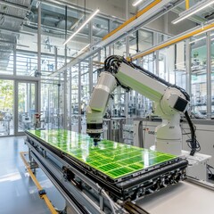 Poster - Advanced green robotics laboratory showcasing sustainable innovations and energy-efficient equipment in eco-friendly environment