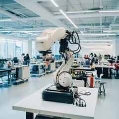 Poster - Innovative robotics research in advanced robotics lab urban setting scientific study modern environment indoor perspective