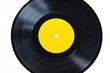 © gankevstock - Traditional vinyl record with a blank yellow center label, captured on a white background