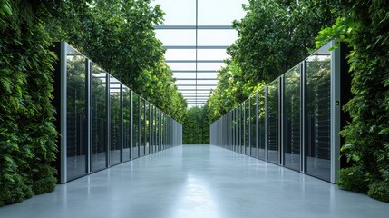 Poster - High-tech sustainable data center innovations in eco-friendly design green cooling systems minimal carbon footprint