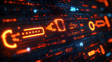 Poster - Abstract digital data flow interface.