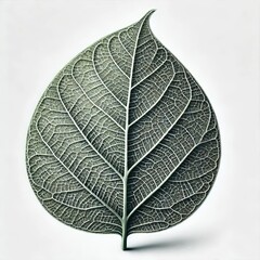 close up of tree leaf on white background