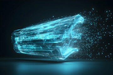 Poster - Abstract glowing blue digital energy data stream.