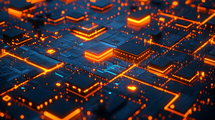 Poster - Abstract glowing circuit board.