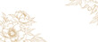 © Victory - Luxury floral line art background with golden hand drawn flowers. Vector design with a bouquet of flowers, branches, leaves for card, business card, flyer, banner, wedding invitation, cover, wallpaper