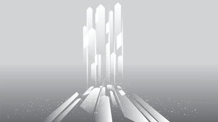 Leinwandbilder - Abstract technology white gray background Hi-tech communication concept, technology, digital business, innovation, science fiction scene vector illustration with copy-space.