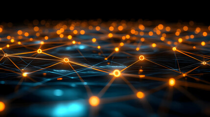 Poster - Abstract network connection, glowing nodes and lines.