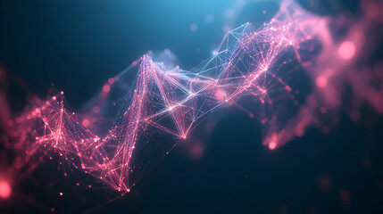 Poster - Abstract pink and blue digital network connection.