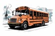 © Media Srock - An orange school bus drives down the street back to school