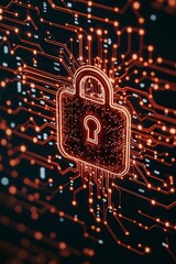 Poster - A secure login process being completed with a padlock icon on a virtual dashboard