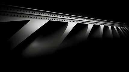 Poster - Monochromatic close-up of a bridge's underside, showcasing its metallic structure and repeating patterns.
