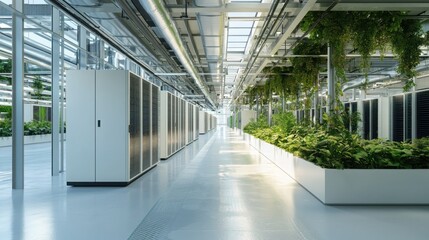 Poster - High-tech sustainable data center innovations urban environment architectural design modern technology energy efficiency