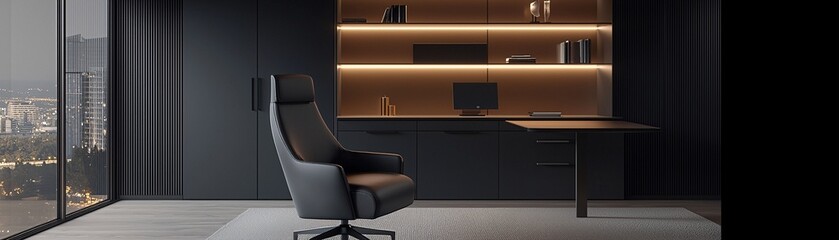 Poster - register + process + approval, authoritative setting, executive desk and computer, decision-making vibe