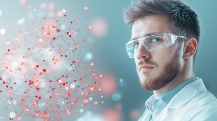 Poster - A scientist works in a state of the art laboratory, surrounded by sophisticated equipment and glowing screens, representing the cutting edge research and technological advancements shaping the future.