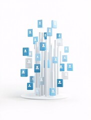 Poster - register + process + profile, diverse user profiles displayed in a modern digital dashboard, colorful interface