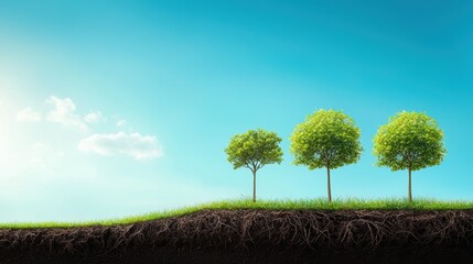 Poster - a row of trees growing tall and strong together, their roots intertwined, symbolizing the strength a