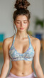 © goopiag - Fitness meditation practice indoor studio lifestyle content calm environment close-up view mindfulness concept