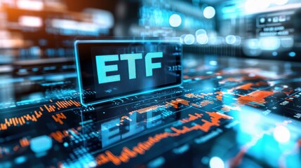 Poster - Etf market trends financial sector digital chart data virtual environment high-tech perspective