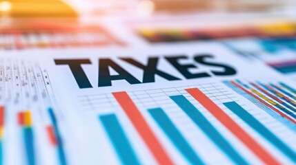 Poster - Tax trends and data visualization financial sector infographic office setting aerial view economic insights