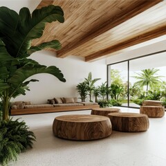 Poster - Minimalist eco-friendly home interior design with natural elements modern living space bright and airy atmosphere