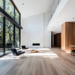 Poster - Modern minimalist home decor showcase urban residence interior design contemporary style wide angle aesthetic appeal