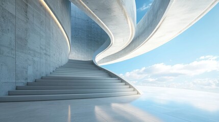 Poster - Dynamic modern architectural design futuristic building interior space bright environment unique perspective
