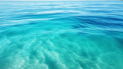 Leinwandbilder - Crystal Clear Waters:  A serene, ethereal view of the ocean, capturing the tranquil beauty of turquoise water with gentle waves. The image evokes calmness, serenity, and a sense of peace. 