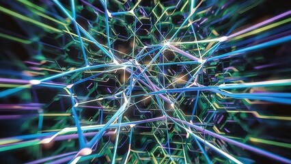 Abstract digital background network connection structure science background 3d rendering futuristic technology style