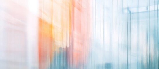 Poster - Modern abstract art featuring blurred curtain walls with soft colors and gentle lines creating a serene and ethereal aesthetic.