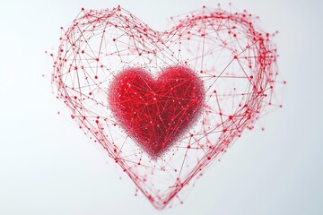 Poster - Digital heart network structure on white background