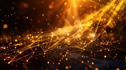 Poster - A vibrant display of golden particles and light streaks, creating a dynamic and enchanting abstract background.