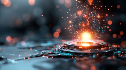 Aufkleber - Dynamic visualization of data sparks technology digital artwork futuristic environment close-up view