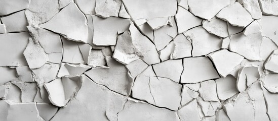 Aufkleber - Aged cracked white concrete wall texture suitable for design and photography backdrops with a weathered aesthetic