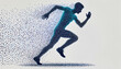© M.studio - Dynamic illustration of a running man composed of dots, evoking motion and energy