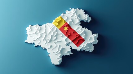 Poster - 3D white silhouette map of Belgium with its national flag, offering a clean, professional representation of the country geography