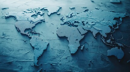 Poster - A clean, blue world map showing country borders, ideal for annual report layouts, business presentations, or global tourism content