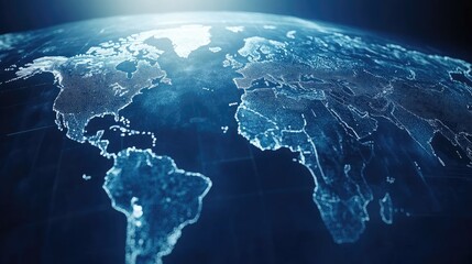Poster - A clean, professional world map in blue with detailed country divisions, designed for annual reports, financial documents, or global market insights