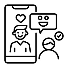 Poster - A line icon of online interaction between two characters