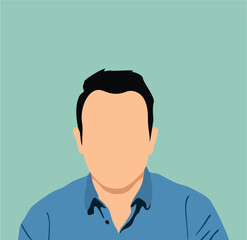 Wall Mural - Portrait of a man. font view. suitable for avatar, social media profile, print, poster. flat vector illustration.