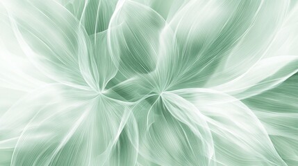 Wall Mural - Abstract pastel green floral background with soft, light, and flowing lines, creating a delicate and elegant design.