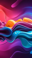 Sticker - Fluid flow liquid color fluid background colorful futuristic poster abstract flow vibrant color trendy poster colorful gradient ink in water 3d wave fluid colors liquid shape flow wave