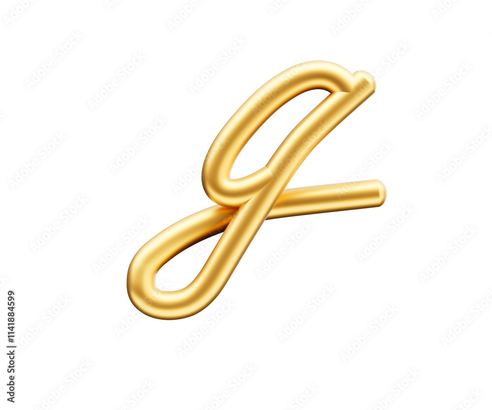 3d Golden Shiny Small Letter g Alphabet g Rounded Inflatable Font White ...