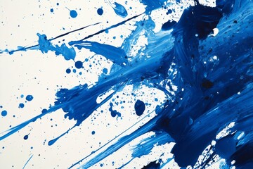 Poster - Blue paint splashing on white canvas creating abstract art