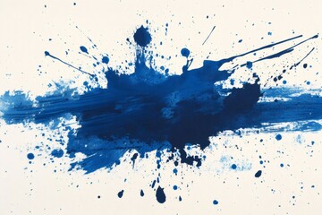 Poster - Blue paint splashing on white canvas creating abstract art