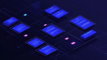 Abstract digital network isometric design.