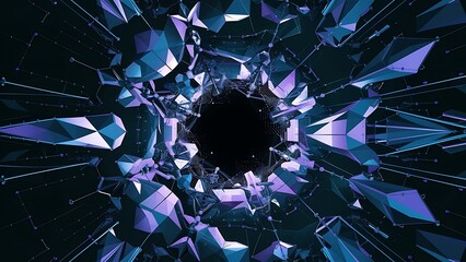 Poster - abstract polygonal space low poly dark background with connecting dots and lines connection structur