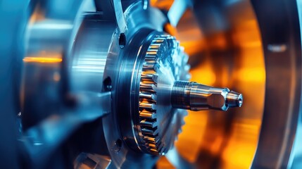 Aufkleber - Detailed closeup of a flywheel spinning, illustrating rotational momentum and energy storage in mechanical engineering systems