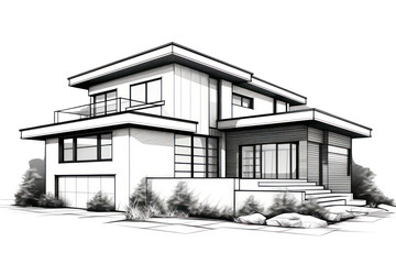 Wall Mural - PNG House outline sketch architecture building drawing.